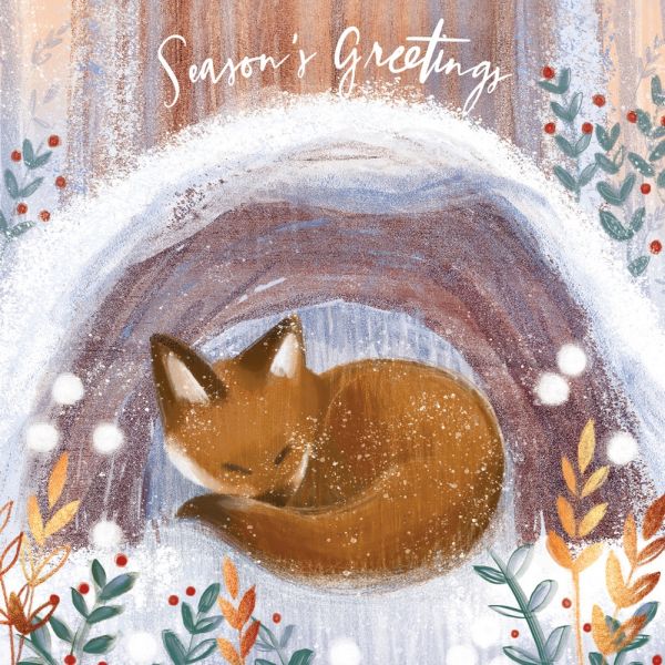 Luxury RSPB Charity Christmas Cards - Snuggling In Snow - Pack of 10